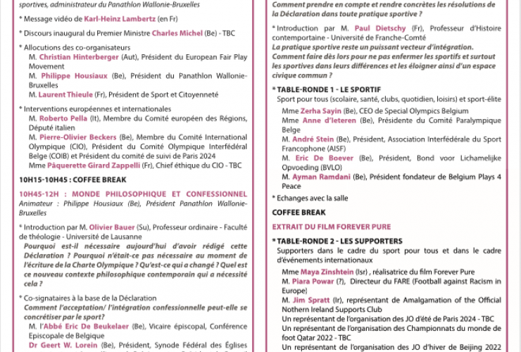 Colloque Panathlon : 