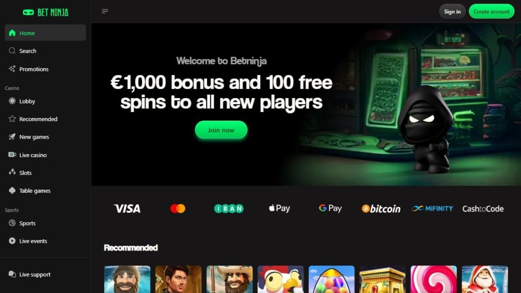 betninja online casino belgie screenshot